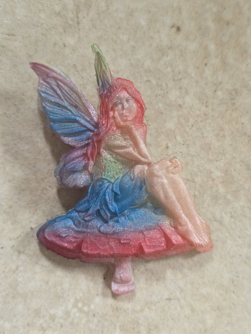 Colorful Fairy Sitting On Mushroom Women's Resin Brooch